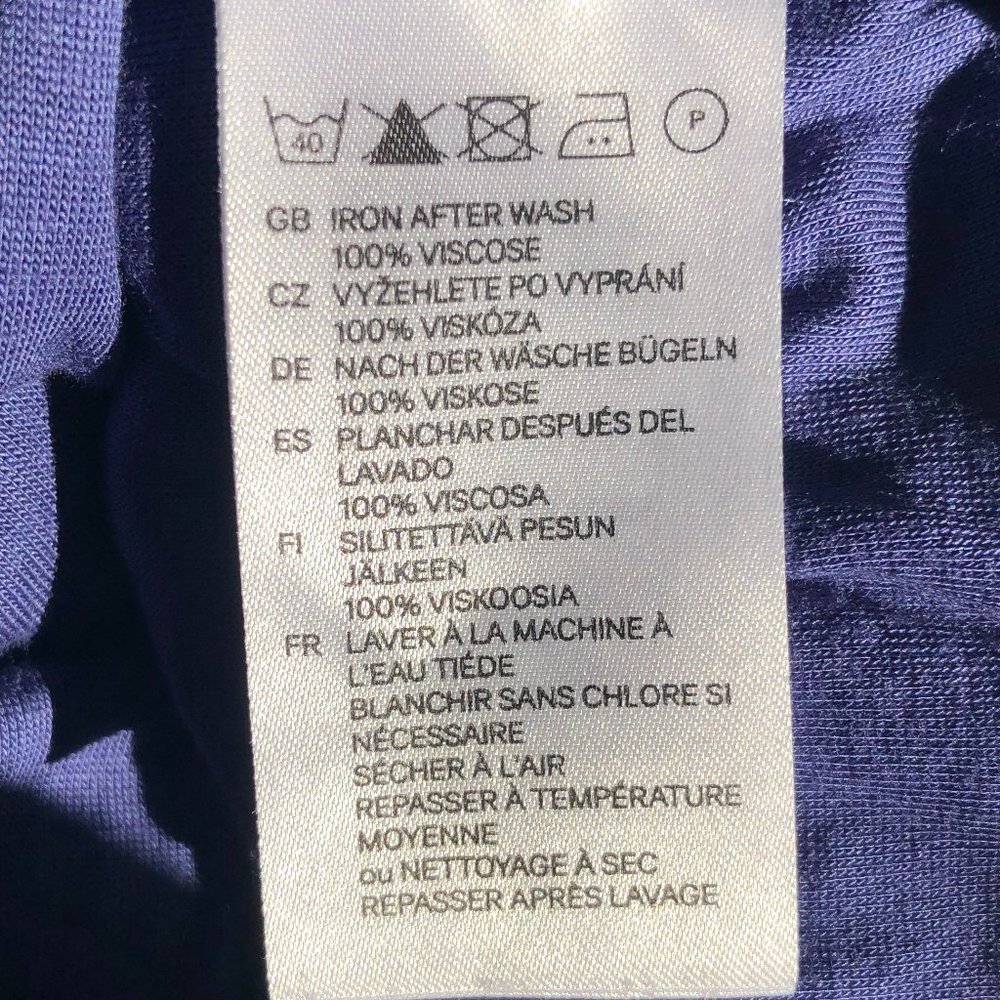H&M Stormy Blue Wrap-Front Bodycon Dress | 3/4 Sleeve | Size 6 - Picture 7 of 8
